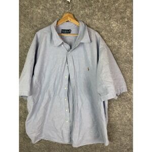Polo Ralph Lauren Button Up Shirt Mens 5XB Big Chambray Flesh Pony Blue Vintage